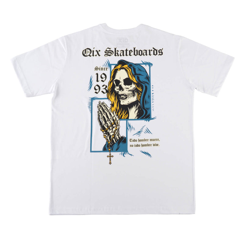 CAMISETA QIX SKULL SKATEBOARD BRANCA