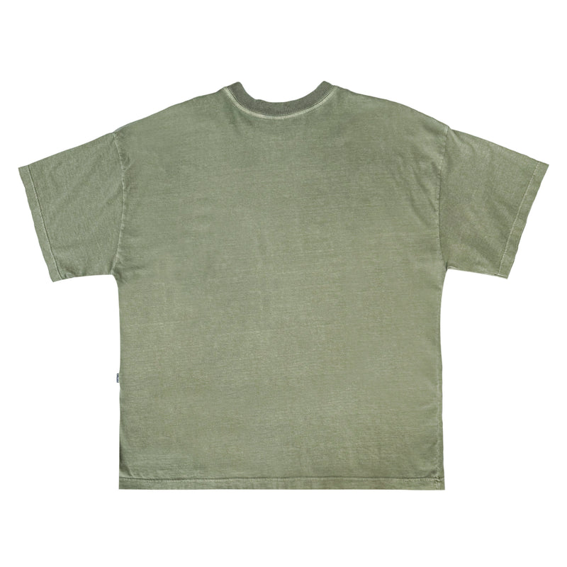 CAMISETA QIX BOX INTERNACIONAL SKATEBOARDS OLIVA ESTONADO