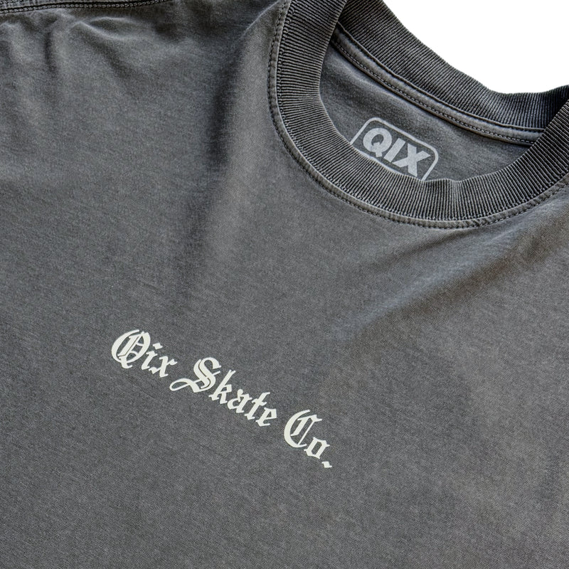 CAMISETA QIX OVERSIZED SÃO JORGE PRETO ESTONADO