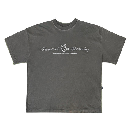 CAMISETA QIX BOX INTERNACIONAL SKATEBOARDS PRETO ESTONADO