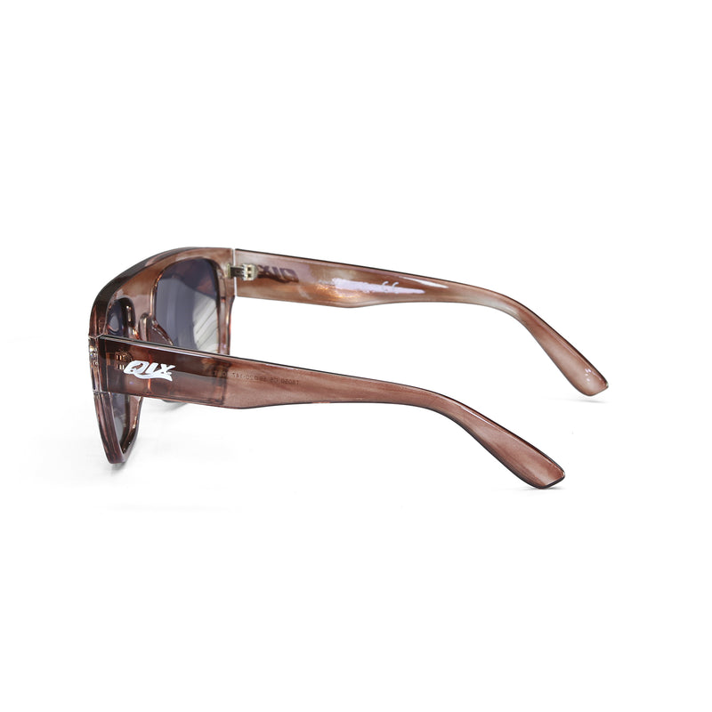 Óculos de sol unissex QIX SKATE quadrado marmorizado marrom