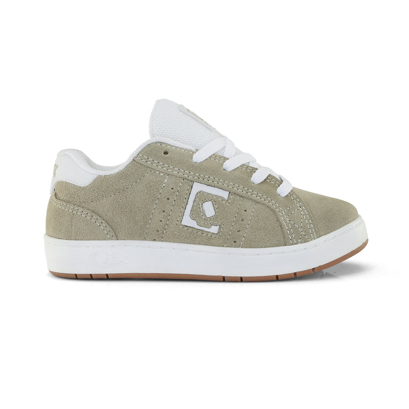 Tênis Infantil Qix Combat Suede Caqui e Branco