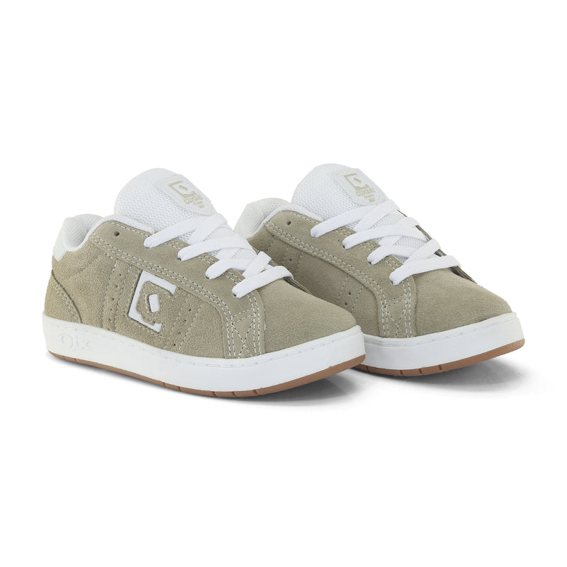 Tênis Infantil Qix Combat Suede Caqui e Branco
