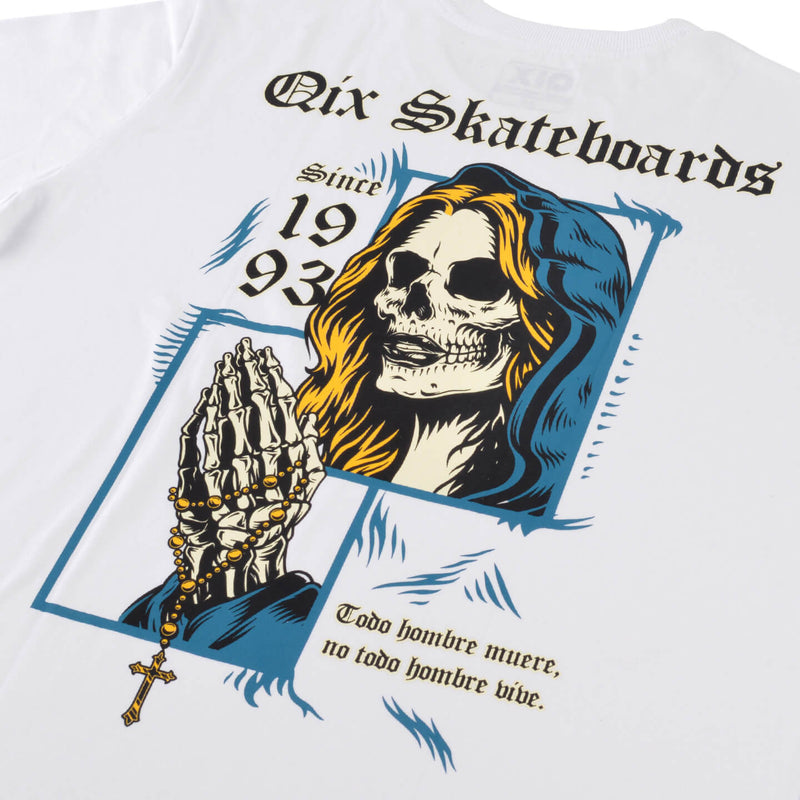CAMISETA QIX SKULL SKATEBOARD BRANCA