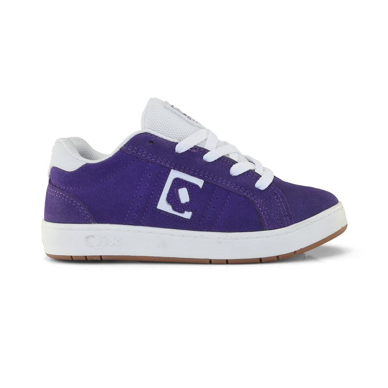 Tênis Infantil Qix Combat Suede Roxo e Branco