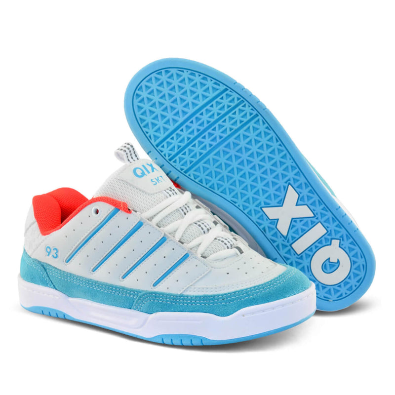 Tênis QIX Golden - Branco, Laranja e Azul Turquesa