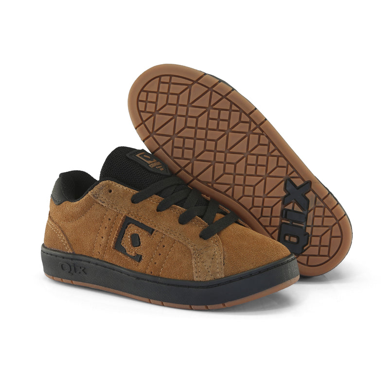 Tênis Infantil Qix Combat Suede Caramelo e Preto